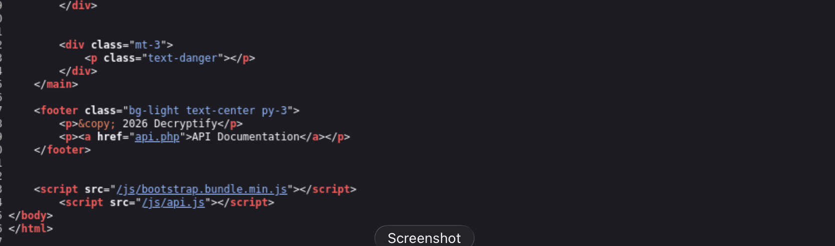 Login portal page source revealing /api.php reference